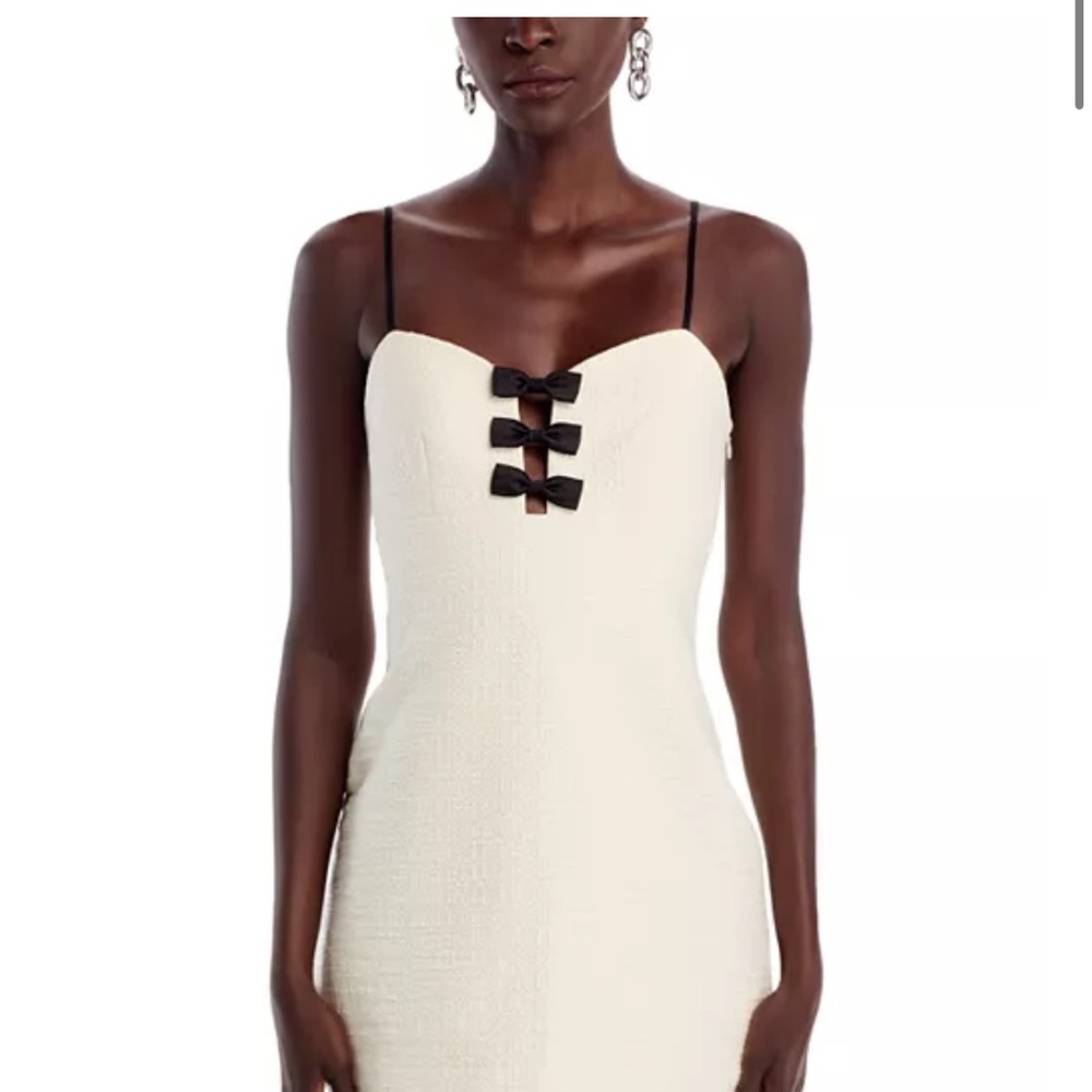 LoveShackFancy Cream Strapless Dress with Black Bows